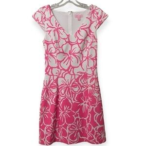 Lilly Pulitzer Desiree Cap Sleeve Pink Strike A Posie Sheath Dress